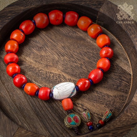 提珠-老雪巴琉璃+老硨磲桶珠