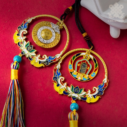 流蘇蓮花圓框吊飾-合金彩繪（共四款）