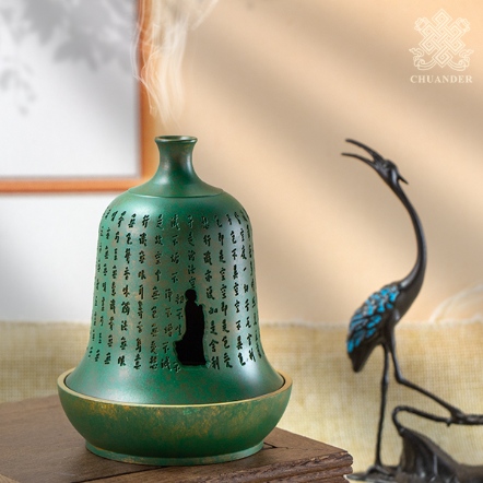 仿古鐘型銅爐-佛影心經