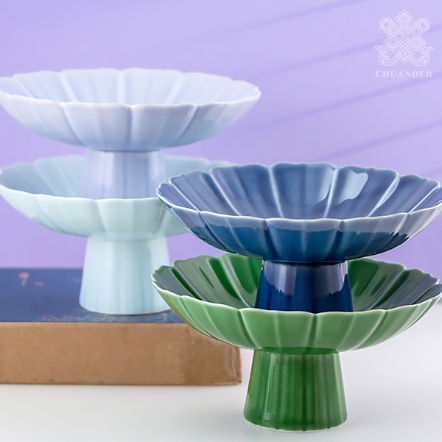 果盤-高腳-蓮瓣紋（共七色）