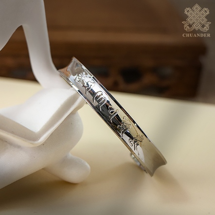 手鐲-六字咒+心經-寬版-鋼合金