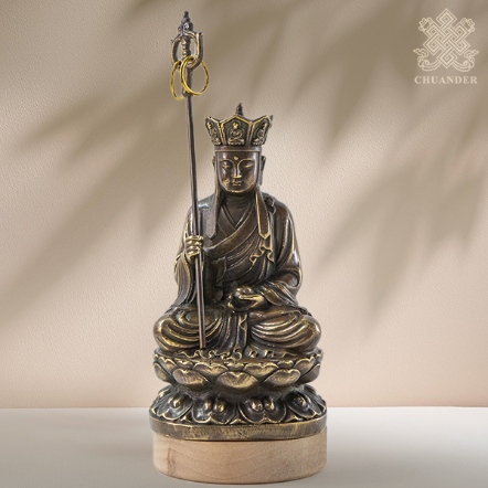 小佛像-地藏菩薩坐姿-銅古色-13cm