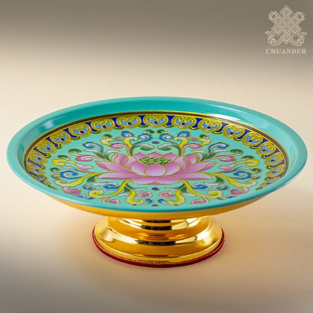 供盤-唐彩蓮花-馬口鐵-20.5cm