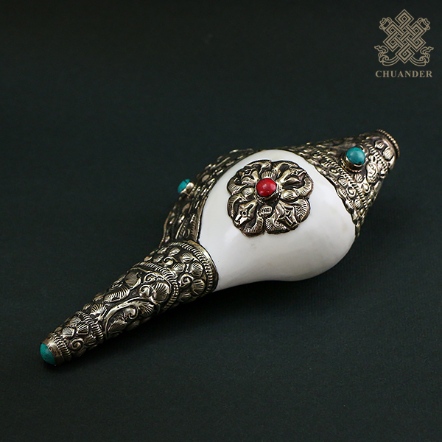 海螺鑲銀飾-18cm