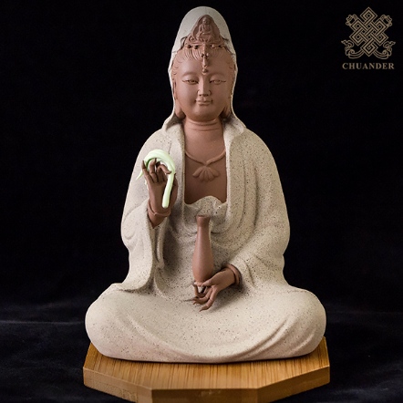 陶瓷佛像-淨瓶觀音14cm-石色法衣