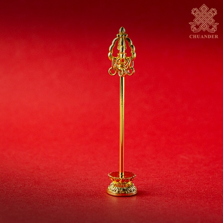 錫杖-小-銅鍍金-含座-9.7cm