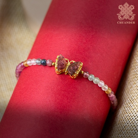 手鍊-碧璽+蝴蝶碧璽鑲金框