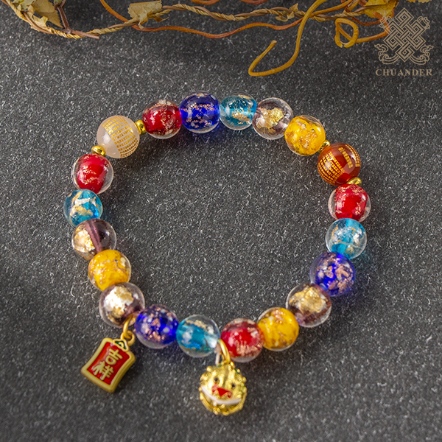 手珠-琉璃金箔彩珠10mm