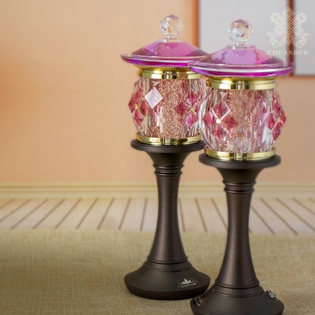 8寸黑沙光LED金鑽燈-花開富貴紅（一對）