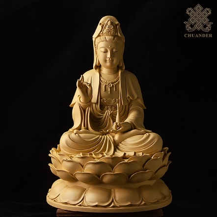 8寸8觀音-蓮花座-仿木