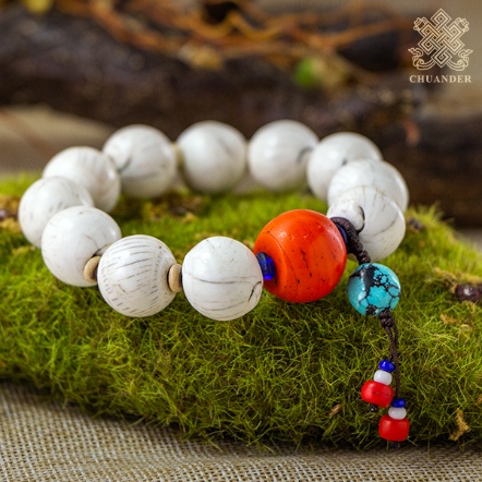 手串-老硨磲16mm+雪巴琉璃主珠