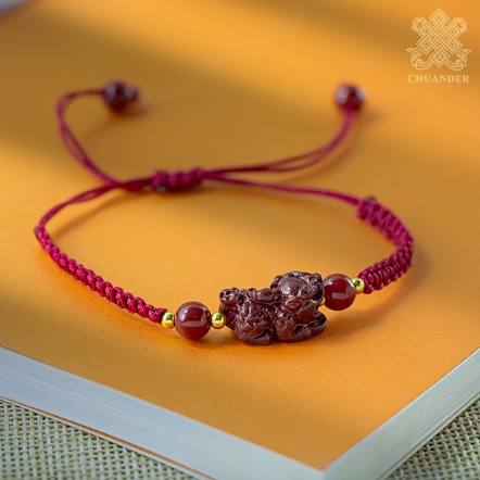 雙平結手環-硃砂貔貅