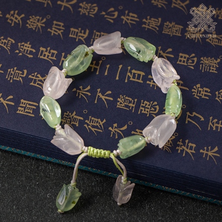 中國繩手鍊-粉晶鬱金香+葡萄石