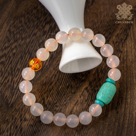 手珠-白玉髓8mm+仿綠松石