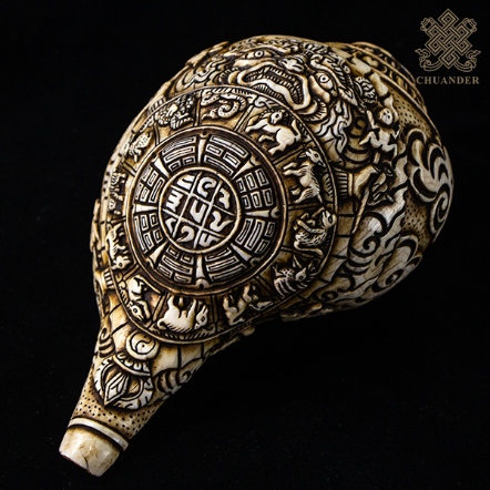 海螺刻六道輪迴圖