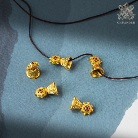 配件-法輪-純銀鍍金鑲紅鑽