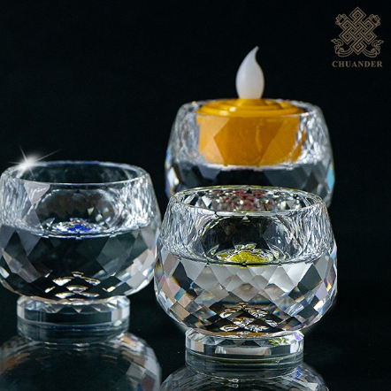 燭台-鑽石切割面-立體浮雕蓮花底（共八色）