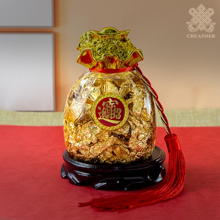 黃金水-招財錢袋-附底座(（共二款）