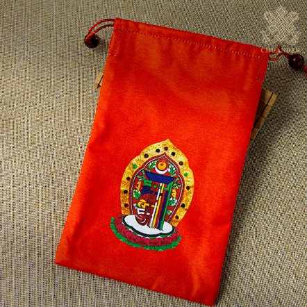 唸珠袋縮口-時輪雙面-紅色