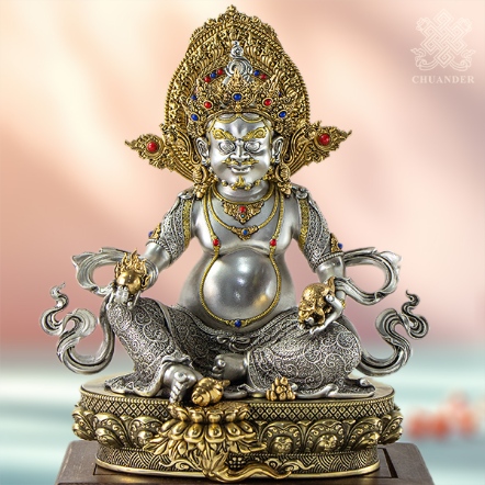 8寸黃財神-白黃銅雙色精雕