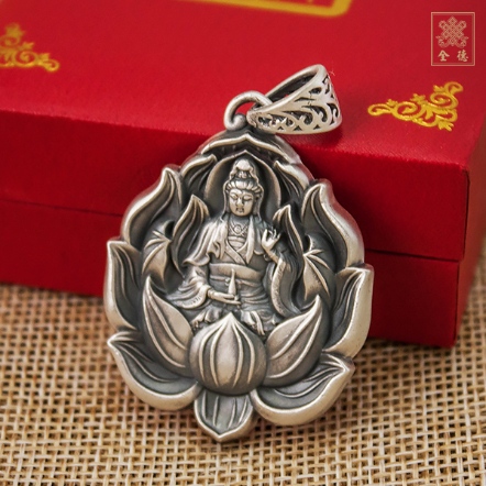 純銀項墜-蓮花觀音佛牌