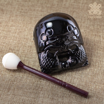 塑膠大木魚-漆黑色（含塑膠棒）